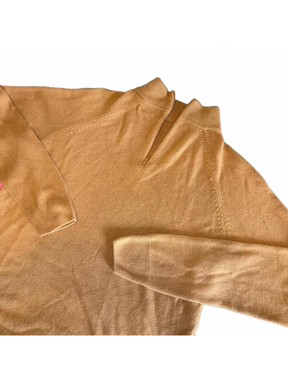 Studio Works Ultra Soft Women's S Camel Brown Half-Zip Sweater 100% Acrylic